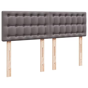 Boxspringbett mit Matratze Grau 140x190 cm Kunstleder