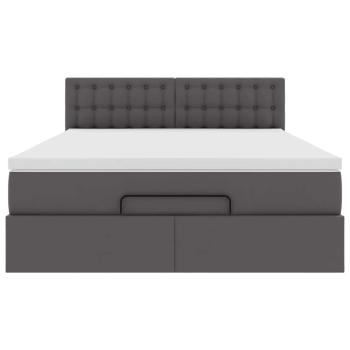 Ottoman-Bett mit Matratze Grau 140x190 cm Kunstleder