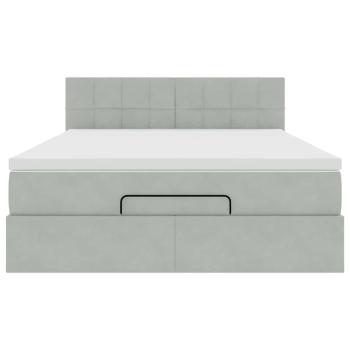 Ottoman-Bett mit Matratze Hellgrau 140x190 cm Samt