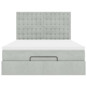 Ottoman-Bett mit Matratzen & LEDs Hellgrau 140x190 cm Samt