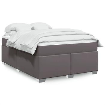 ARDEBO.de - Boxspringbett mit Matratze Grau 140x190 cm Kunstleder