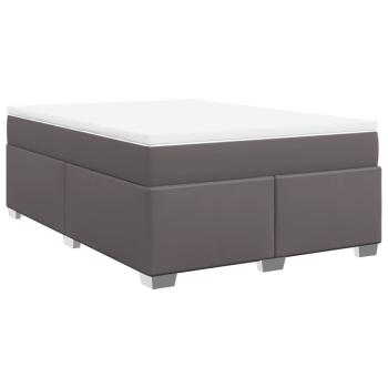 Boxspringbett mit Matratze Grau 140x190 cm Kunstleder