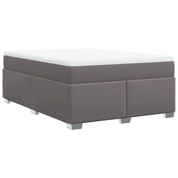 Boxspringbett mit Matratze Grau 140x190 cm Kunstleder