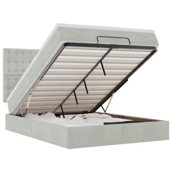 Ottoman-Bett mit Matratzen Hellgrau 140x190 cm Samt