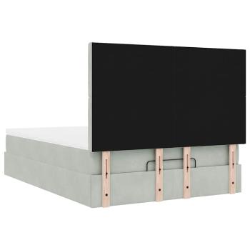 Ottoman-Bett mit Matratzen Hellgrau 140x190 cm Samt