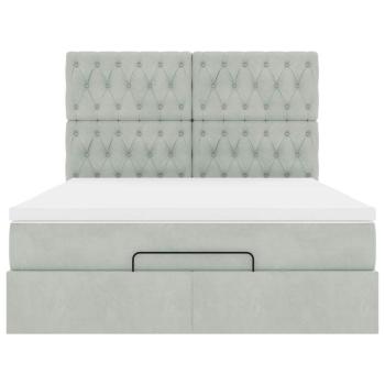 Ottoman-Bett mit Matratzen Hellgrau 140x190 cm Samt