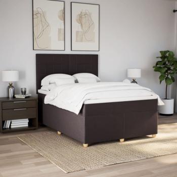 ARDEBO.de - Boxspringbett mit Matratze Dunkelbraun 140x190 cm Stoff