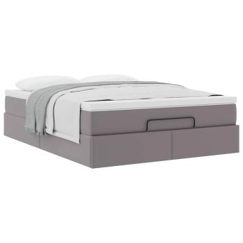 Ottoman-Bett mit Matratze Grau 140x190 cm Kunstleder