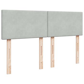 Ottoman-Bett mit Matratze & LEDs Hellgrau 140x190 cm Samt
