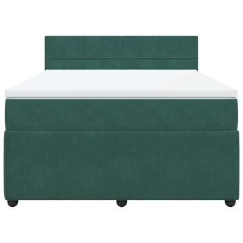 Boxspringbett mit Matratze Dunkelgrün 140x190 cm Samt