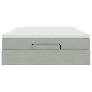 Ottoman-Bett mit Matratze Hellgrau 140x190 cm Samt