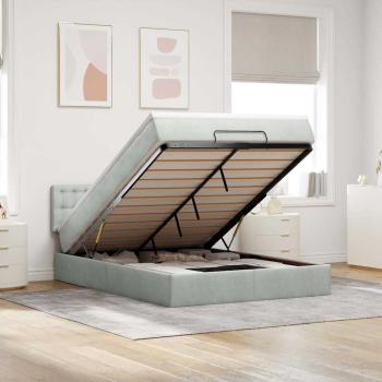 ARDEBO.de - Ottoman-Bett mit Matratze Hellgrau 140x190 cm Samt