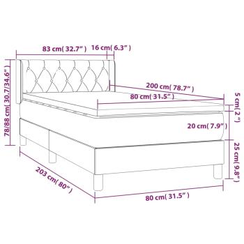 Boxspringbett mit Matratze Schwarz 80x200 cm Stoff