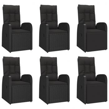 7-tlg. Garten-Essgruppe mit Kissen Schwarz Poly Rattan