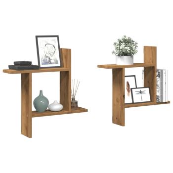ARDEBO.de - Wandregale 2 Stk. Artisan-Eiche 50x12x50 cm Holzwerkstoff