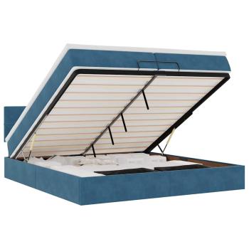 Ottoman-Bett mit Matratzen & LED Dunkelblau 200x200 cm Samt