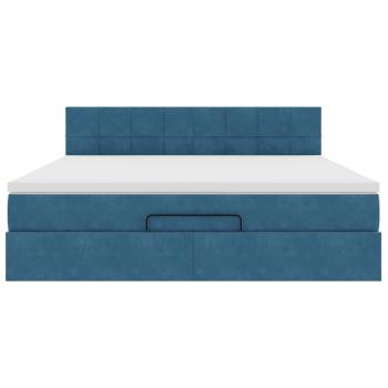 Ottoman-Bett mit Matratzen & LED Dunkelblau 200x200 cm Samt