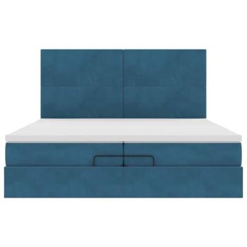 ARDEBO.de - Ottoman-Bett mit Matratzen Dunkelblau 200x200 cm Samt