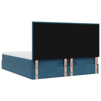 Ottoman-Bett mit Matratzen Dunkelblau 200x200 cm Samt