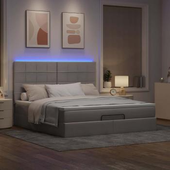 ARDEBO.de - Ottoman-Bett mit Matratze & LEDs Taupe 160x200 cm Stoff
