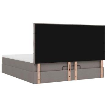 Ottoman-Bett mit Matratze & LEDs Taupe 160x200 cm Stoff