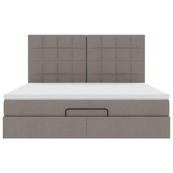 Ottoman-Bett mit Matratze & LEDs Taupe 160x200 cm Stoff