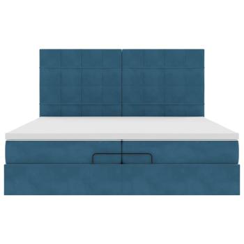 Ottoman-Bett mit Matratzen & LED Dunkelblau 200x200 cm Samt