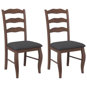 Esszimmerstühle mit Kissen 2 Stk. Braun Massivholz Gummibaum
