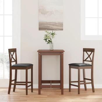 ARDEBO.de - Barhocker mit Kissen 2 Stk. Braun Massivholz Gummibaum