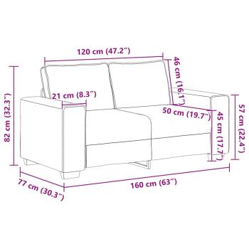 Zweisitzer-Sofa Hellgrau 120 cm Cordstoff