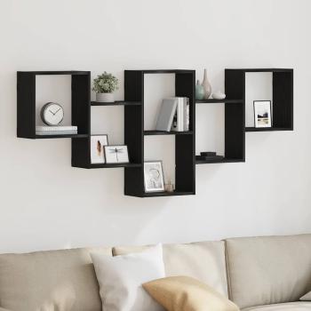 ARDEBO.de - Wandregal Schwarz Eichen-Optik 159x18x66 cm Holzwerkstoff