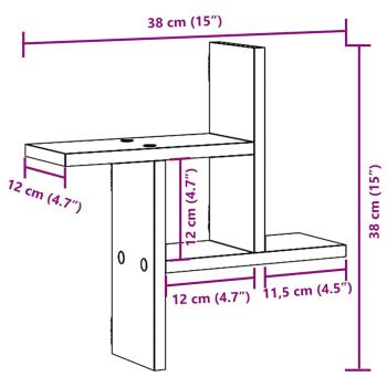 Wandregale 2 Stk. Schwarz Eichen-Optik 38x12x38cm Holzwerkstoff