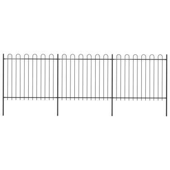 ARDEBO.de - Gartenzaun mit Bügel-Design Stahl 5,1 x 1,5 m Schwarz