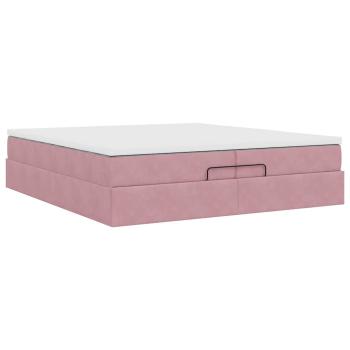 Ottoman-Bett mit Matratzen Rosa 200x200 cm Samt