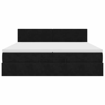 Ottoman-Bett mit Matratzen & LEDs Schwarz 200x200 cm Samt
