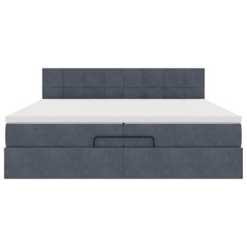 Ottoman-Bett mit Matratzen & LEDs Dunkelgrau 200x200 cm Samt