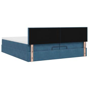 Ottoman-Bett mit Matratzen & LED Dunkelblau 200x200 cm Samt