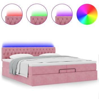 Ottoman-Bett mit Matratzen & LEDs Rosa 200x200 cm Samt