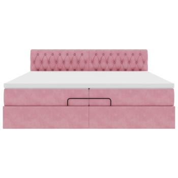 Ottoman-Bett mit Matratzen & LEDs Rosa 200x200 cm Samt