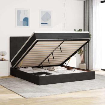 ARDEBO.de - Ottoman-Bett mit Matratzen Schwarz 180x200 cm Samt