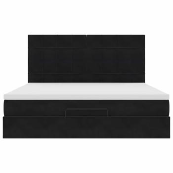Ottoman-Bett mit Matratzen Schwarz 180x200 cm Samt