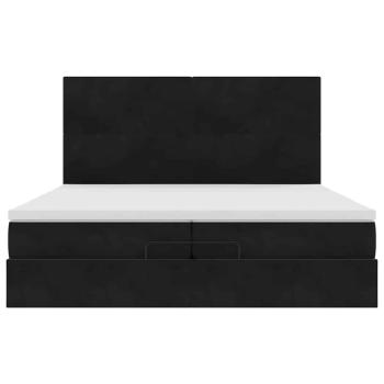Ottoman-Bett mit Matratzen & LEDs Schwarz 200x200 cm Samt