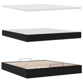 Ottoman-Bett mit Matratzen & LEDs Schwarz 200x200 cm Samt