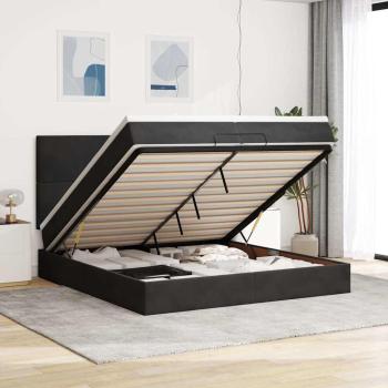 ARDEBO.de - Ottoman-Bett mit Matratzen Schwarz 200x200 cm Samt