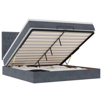 Ottoman-Bett mit Matratzen Dunkelgrau 200x200 cm Samt