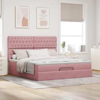Ottoman-Bett mit Matratzen Rosa 200x200 cm Samt