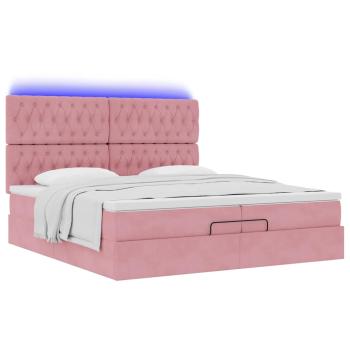 Ottoman-Bett mit Matratzen & LEDs Rosa 200x200 cm Samt