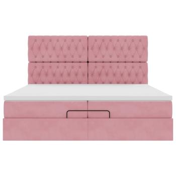 Ottoman-Bett mit Matratzen & LEDs Rosa 200x200 cm Samt