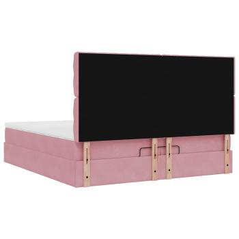 Ottoman-Bett mit Matratzen & LEDs Rosa 200x200 cm Samt