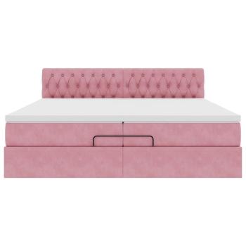 Ottoman-Bett mit Matratze Rosa 200x200 cm Samt